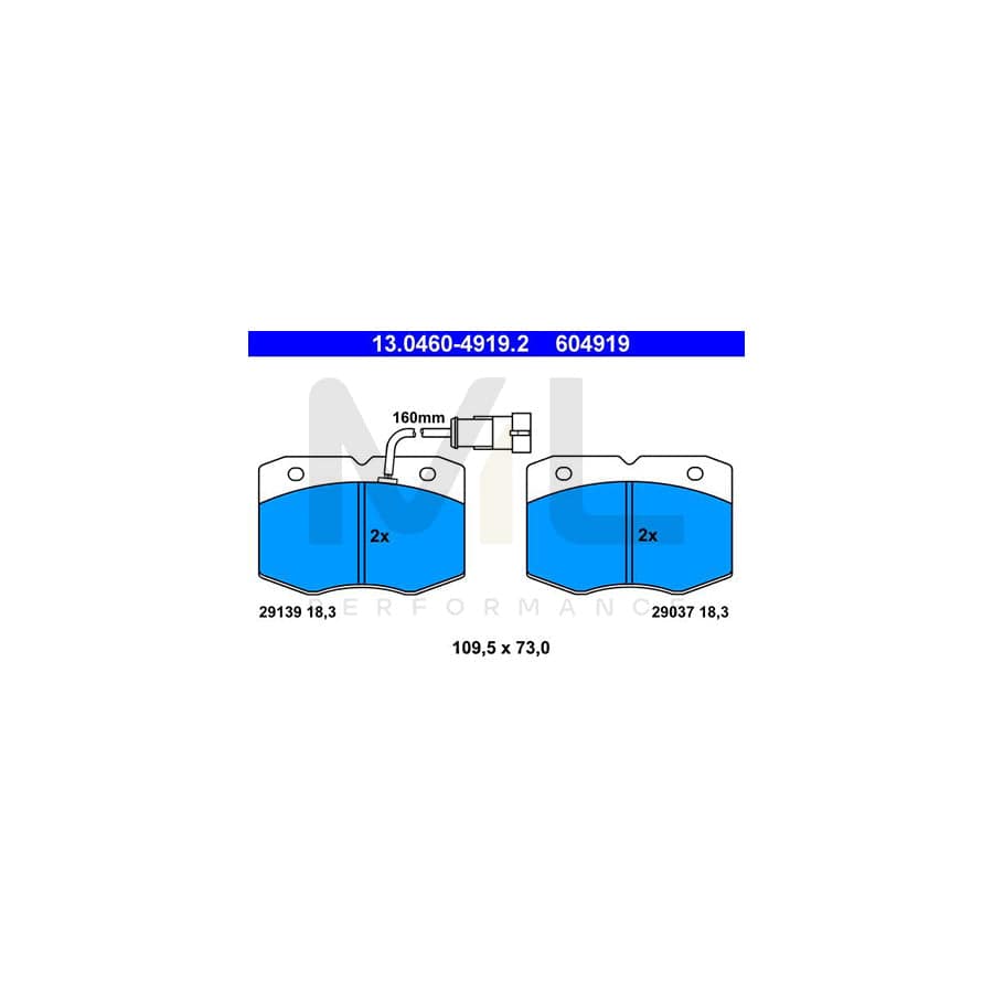 ATE 13.0460-4919.2 Brake pad set incl. wear warning contact