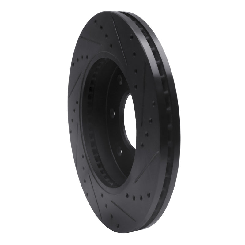 R1 Concepts R1 04-08 Ford F-150 4WD Front Left Drilled & Slotted Black Brake Rotor