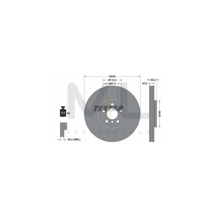 TEXTAR 92316205 Brake Disc Internally Vented, Coated, High-carbon, without wheel hub, without wheel studs | ML Performance Car Parts