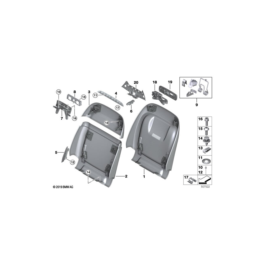 Genuine BMW 52107938705 G06 G05 G07 Convenience Trim Top Left SCHWARZ (Inc. X5) | ML Performance US Car Parts