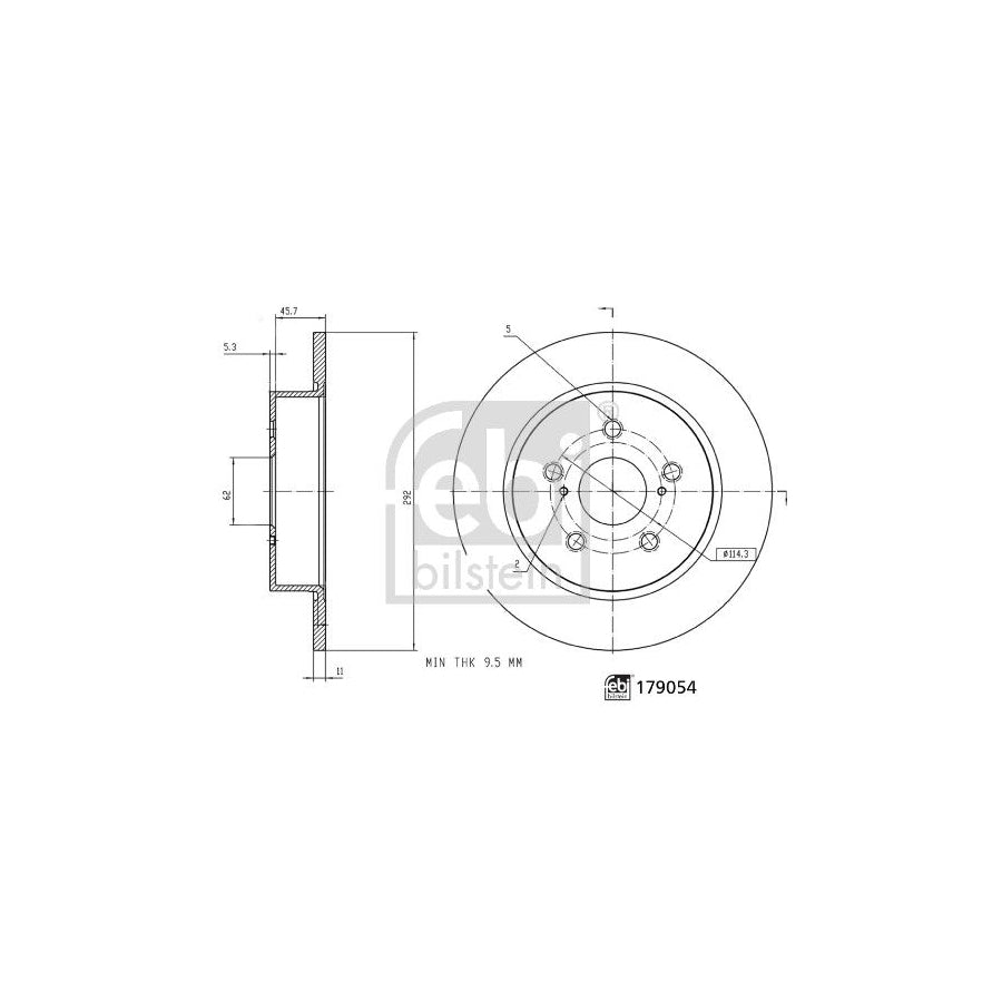 Febi Bilstein 179054 Brake Disc for Toyota C-Hr (Ax10)