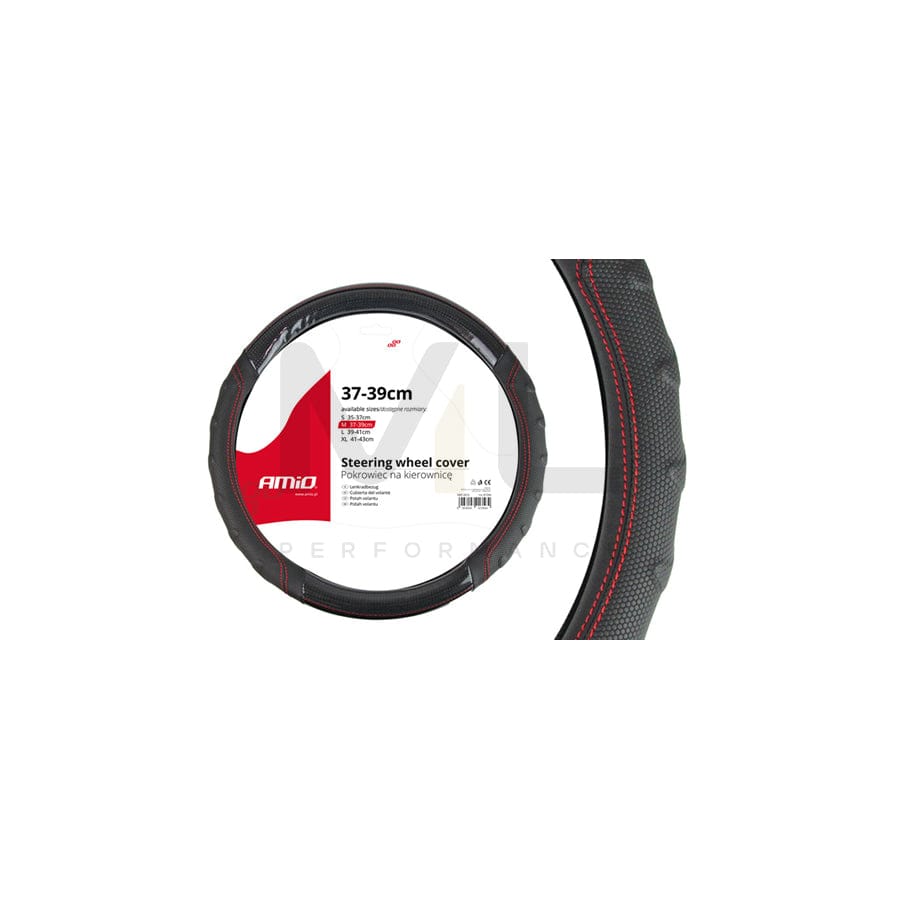 AMiO SWC-21 01698 Steering wheel cover Black, Ø: 37-39cm, Elastomer, Leatherette
