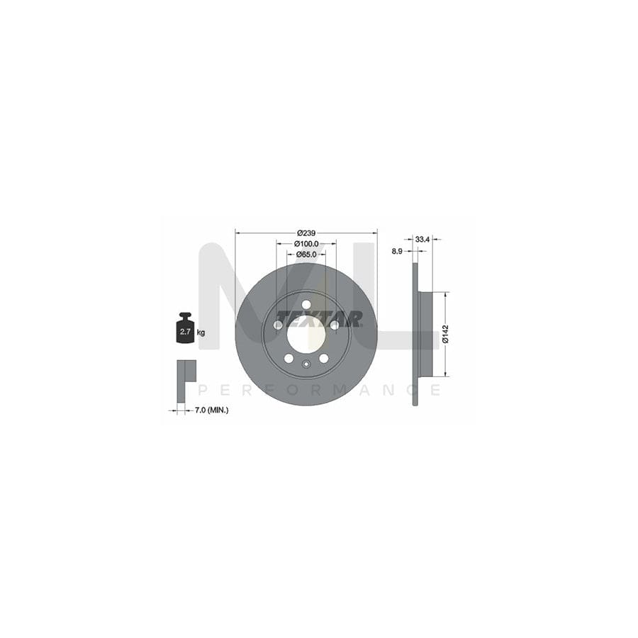 TEXTAR 92105800 Brake Disc Solid, without wheel hub, without wheel studs | ML Performance Car Parts
