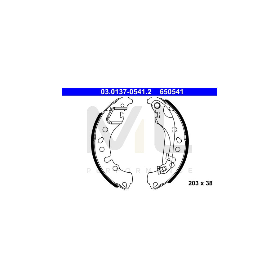 ATE 03.0137-0541.2 Brake Shoe Set for FORD FIESTA with lever