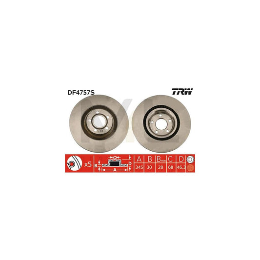 TRW DF4757S Brake Disc for AUDI A4 Vented, Painted, High-carbon | ML Performance Car Parts