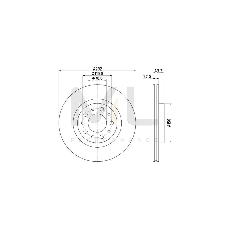 HELLA PRO 8DD 355 112-561 Brake Disc Internally Vented, Coated, without wheel hub, without wheel studs