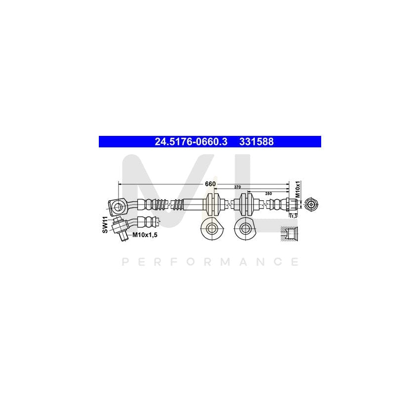 ATE 24.5176-0660.3 Brake Hose 660mm, M10x1