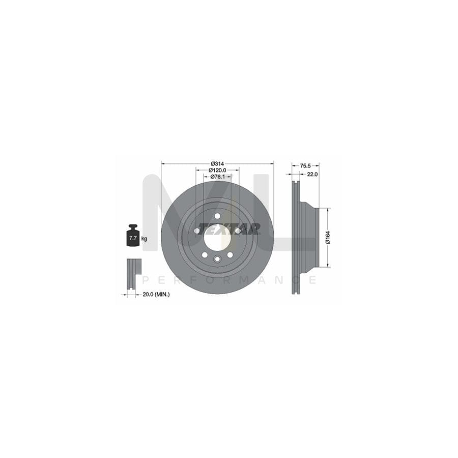 TEXTAR 92121900 Brake Disc Externally Vented, without wheel hub, without wheel studs | ML Performance Car Parts