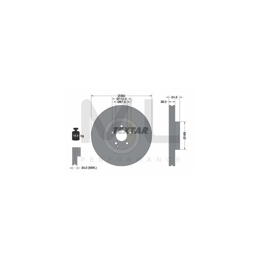 TEXTAR PRO+ 92120305 Brake Disc Internally Vented, Perforated, Coated, High-carbon, without wheel hub, without wheel studs | ML Performance Car Parts