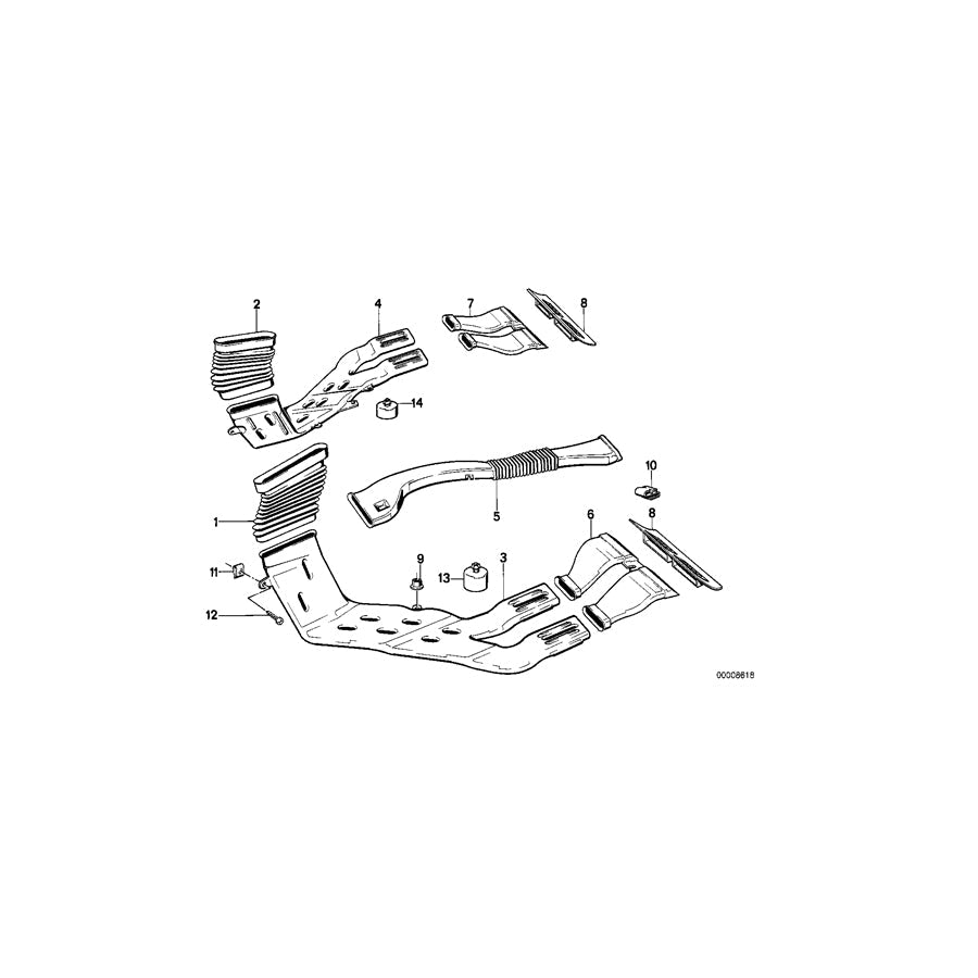 Genuine BMW 64221908672 E34 E32 Heater Duct Rear Right (Inc. 750i, 740i & 730i) | ML Performance US Car Parts