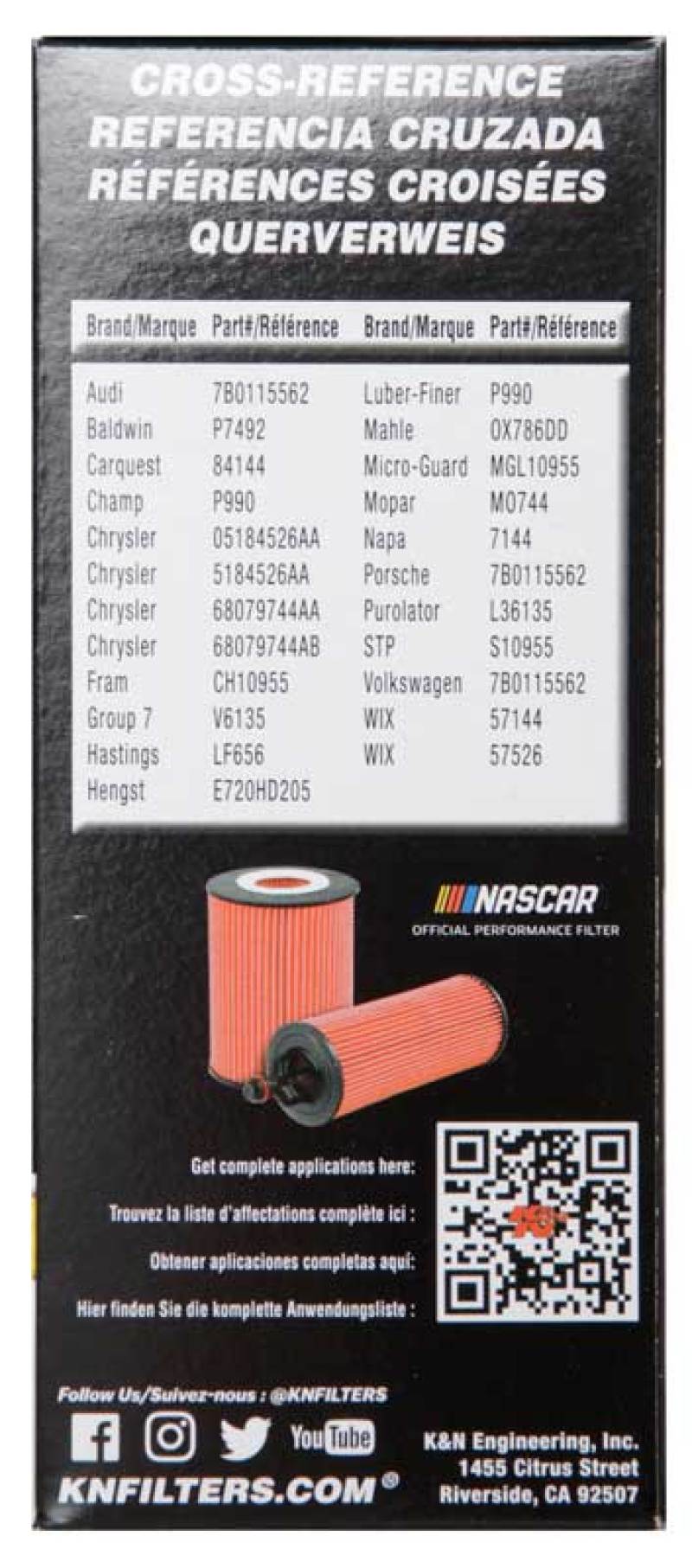 K&N Engineering K&N Performance Oil Filter for 11-13 Chrysler 200/300 3.6L / 11-13 Dodge Durango 3.6L