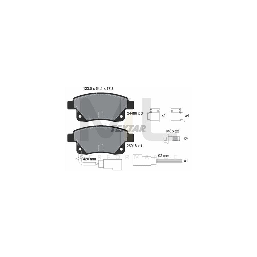 TEXTAR 2448601 Brake pad set for FORD TRANSIT incl. wear warning contact, with brake caliper screws, with accessories | ML Performance Car Parts