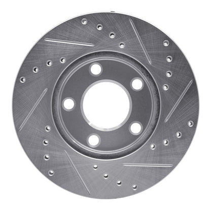 R1 Concepts R1 94-04 Ford Mustang Front Left Drilled & Slotted Silver Brake Rotor