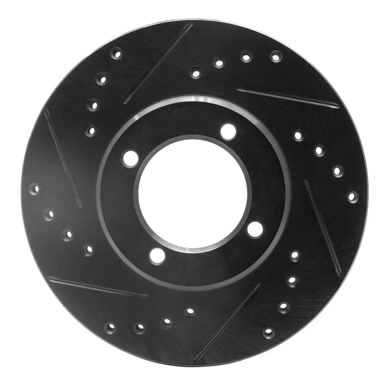 R1 Concepts R1 84-87 Toyota Cressida Front Left Drilled & Slotted Black Brake Rotor