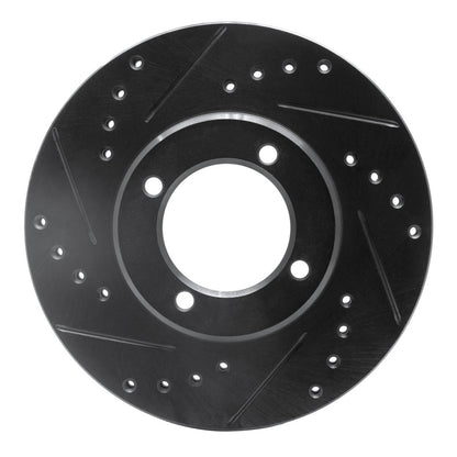 R1 Concepts R1 84-87 Toyota Cressida Front Left Drilled & Slotted Black Brake Rotor