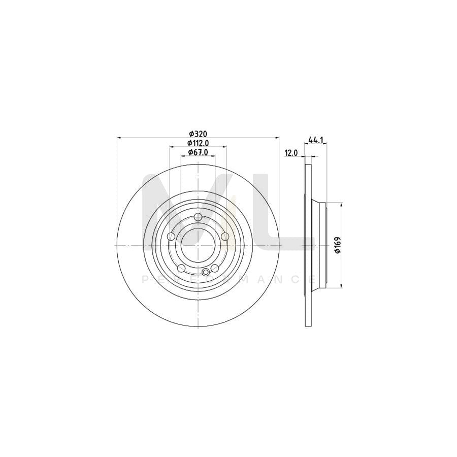 HELLA 8DD 355 133-451 Brake Disc Solid, Coated, without wheel hub, without wheel studs