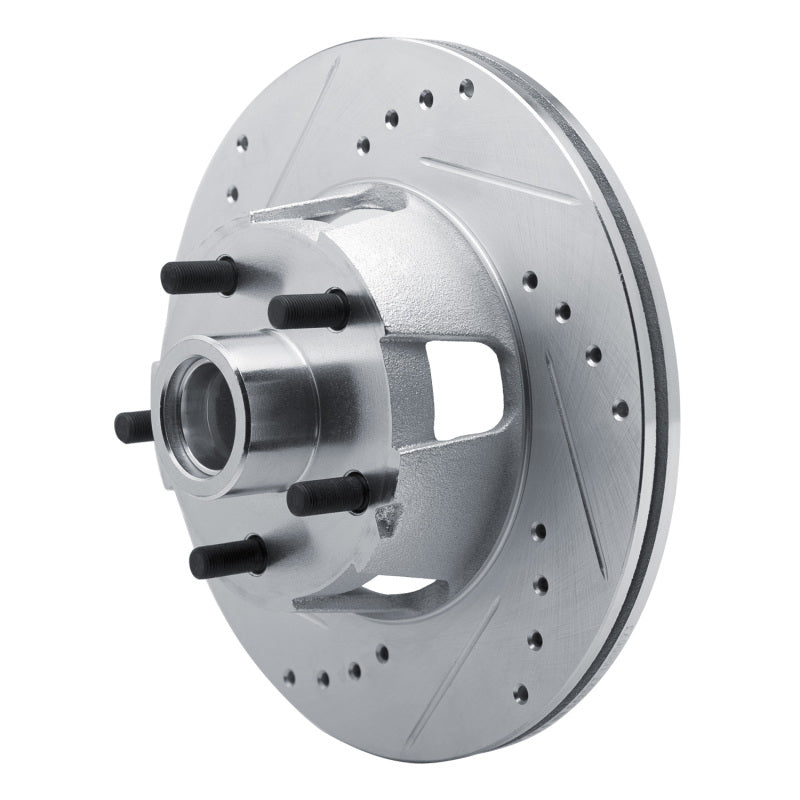 R1 Concepts R1 65-67 Ford Falcon Front Left Drilled & Slotted Silver Brake Rotor
