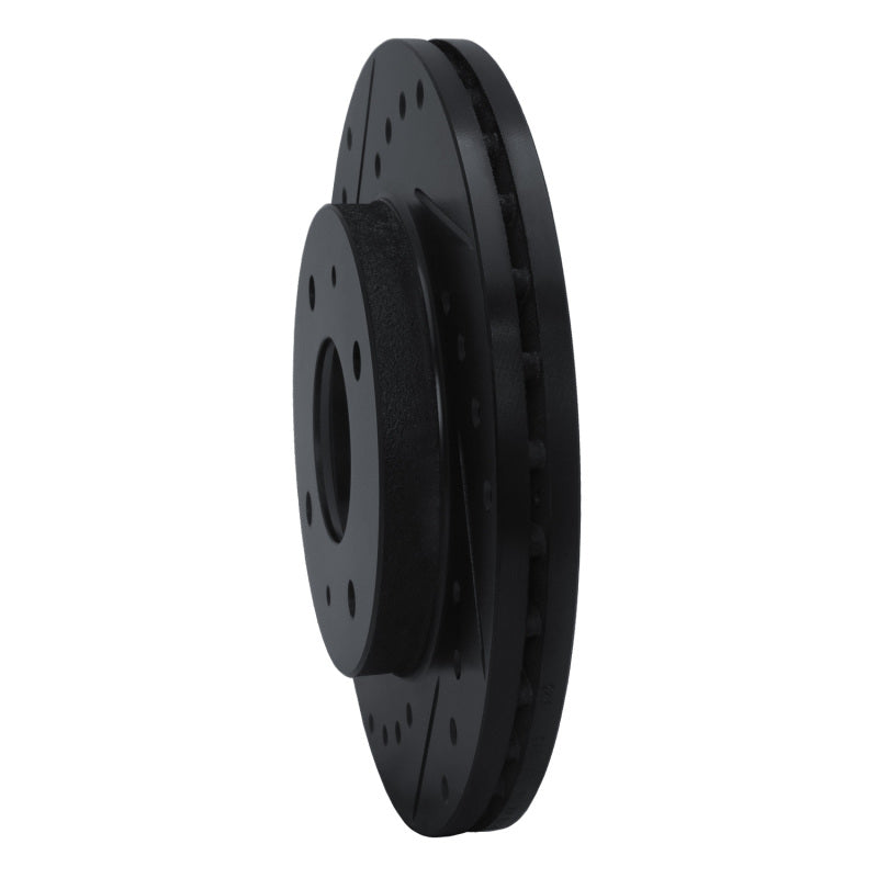 R1 Concepts R1 85-91 Dodge 2000 GTX Front Left Drilled & Slotted Black Brake Rotor