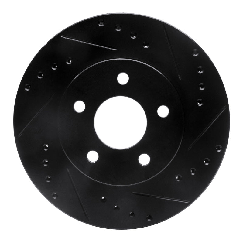 R1 Concepts R1 89-90 Ford Thunderbird Front Right Drilled & Slotted Black Brake Rotor