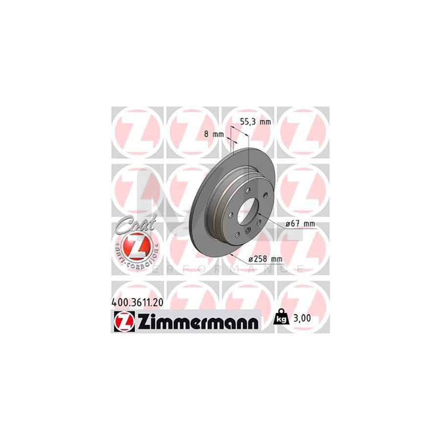 ZIMMERMANN COAT Z 400.3611.20 Brake Disc Solid, Coated  - 1 piece