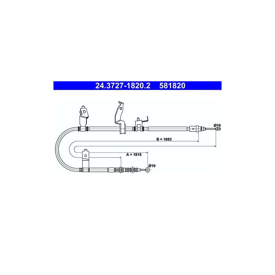 ATE 24.3727-1820.2 Hand Brake Cable for Mazda 5 (Cr19)