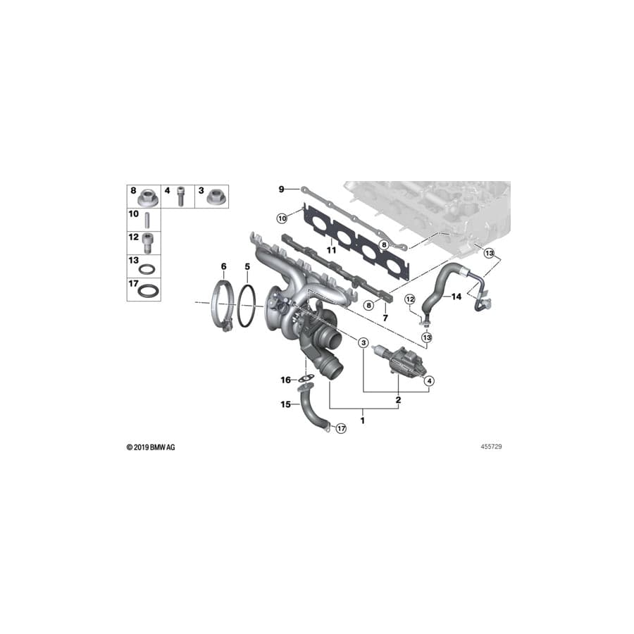 Genuine BMW 11657637563 F32 F34 F22 Turbocharger With Exhaust Manifold (Inc. 230i, X3 30i & 220i) | ML Performance UK Car Parts