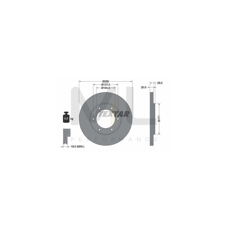 TEXTAR 92035600 Brake Disc for NISSAN PATROL Internally Vented, without wheel hub, without wheel studs | ML Performance Car Parts