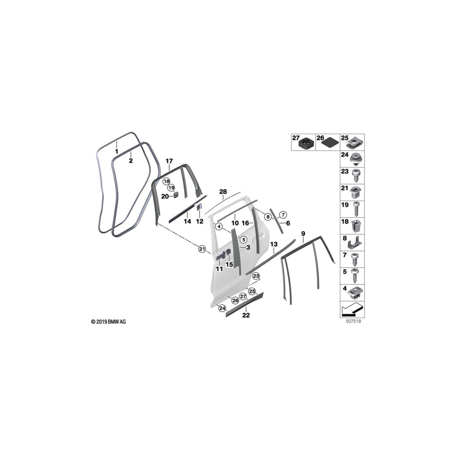 Genuine BMW 51357393454 G02 Seal, Rear Panel, Edge, Right (Inc. X4 M40dX & X3) | ML Performance US Car Parts