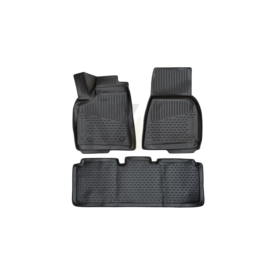 RIDEX 215A0940 Floor mat set for TESLA Model S (5YJS) Elastomer, Front and Rear, Quantity: 3, Black
