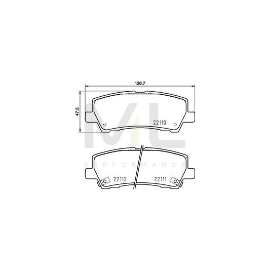 Hella 8DB 355 036-441 Brake Pad Set For Ford Usa Mustang Incl. Wear Warning Contact