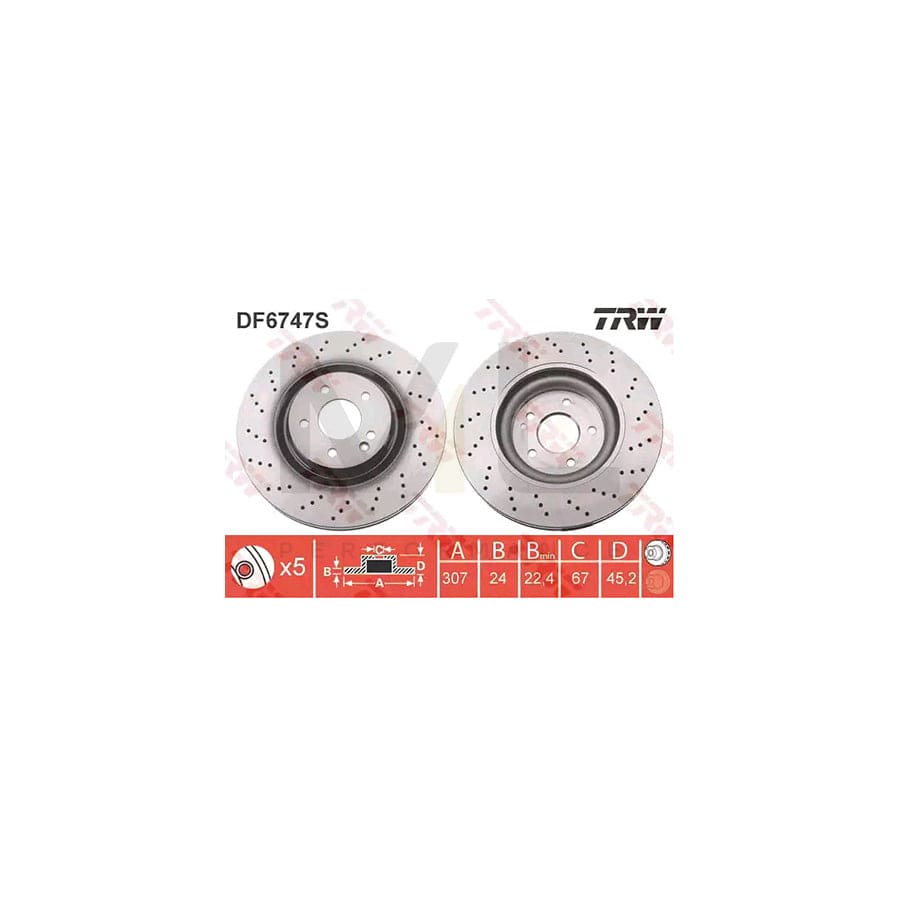 TRW DF6747S Brake Disc Vented, Painted | ML Performance Car Parts