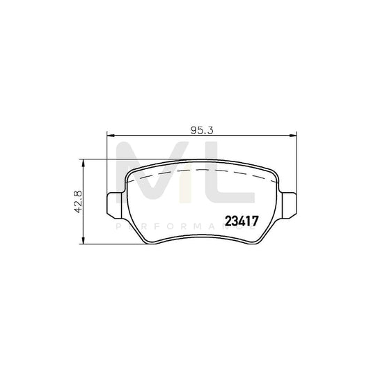 Hella 8DB 355 011-361 Brake Pad Set Not Prepared For Wear Indicator, With Brake Caliper Screws, With Accessories