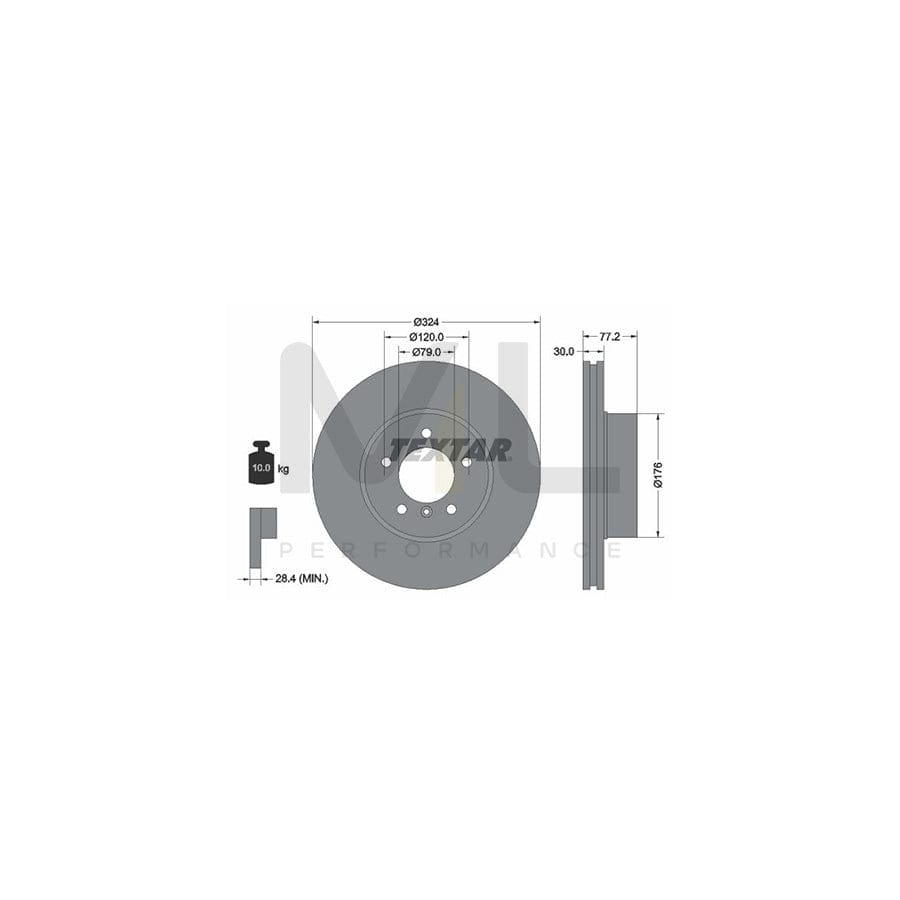 TEXTAR 92122600 Brake Disc Internally Vented, without wheel hub, without wheel studs | ML Performance Car Parts
