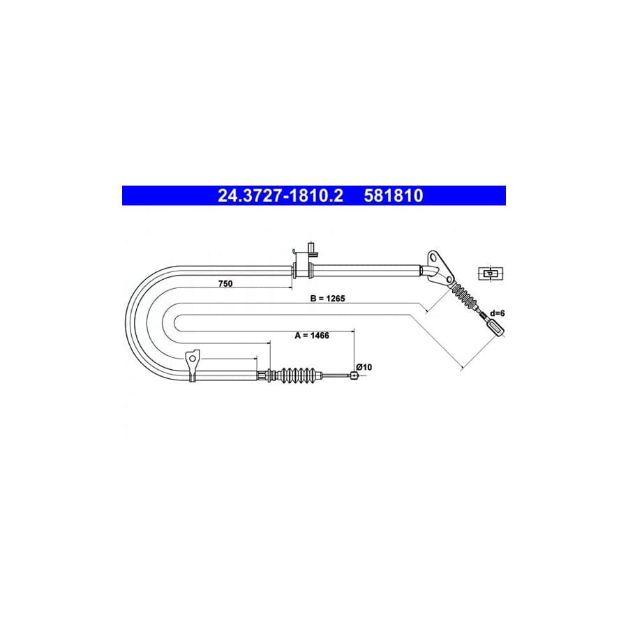 ATE 24.3727-1810.2 Hand Brake Cable for Mazda 323
