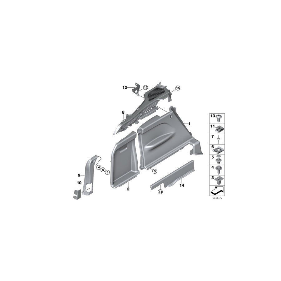 Genuine BMW 51477326445 F15 Cover, D-Column Bottom Left ELFENBEINWEISS (Inc. X5) | ML Performance US Car Parts