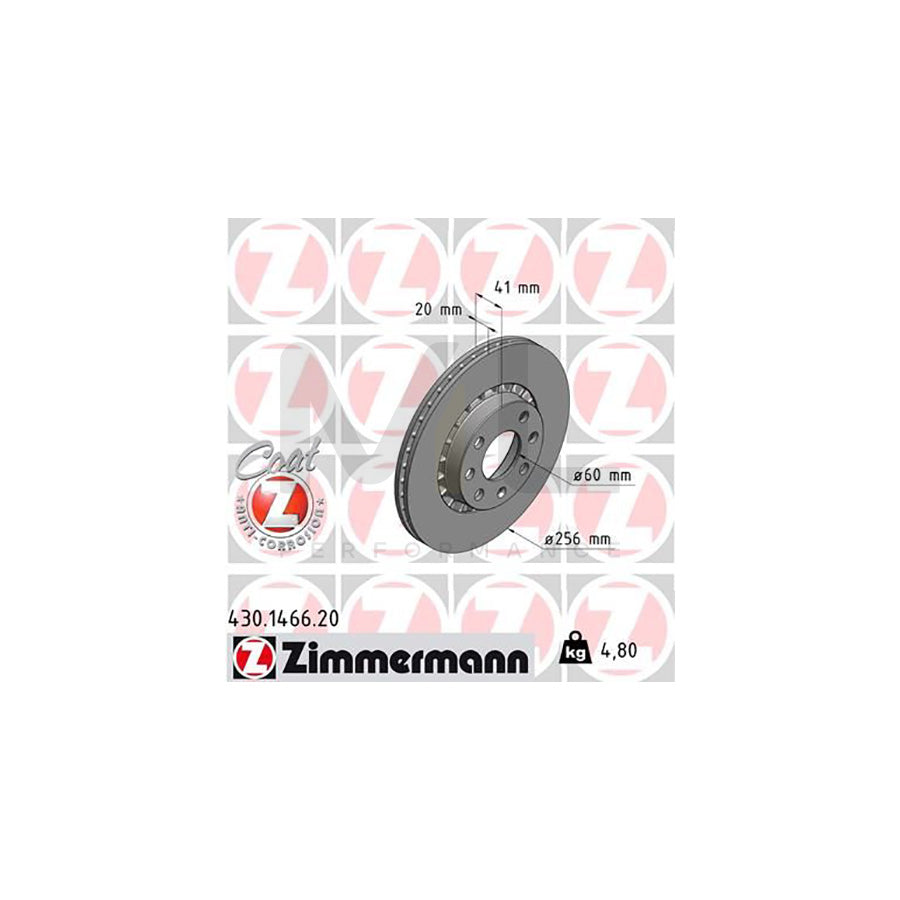 ZIMMERMANN COAT Z 430.1466.20 Brake Disc Externally Vented, Coated  - 1 piece