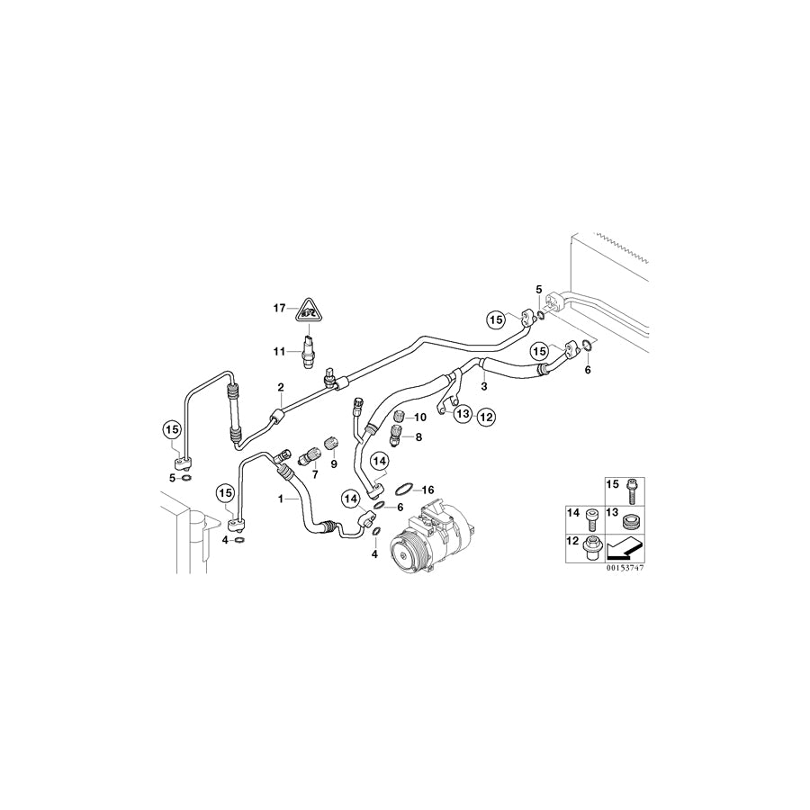 Genuine BMW 64536987111 E66 E65 E67 Pressure Hose,Condenser,Evaporator (Inc. 745Li, 735Li & 740Li) | ML Performance US Car Parts