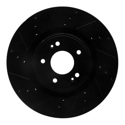 R1 Concepts R1 10-16 Hyundai Genesis Coupe Front Left Drilled & Slotted Black Brake Rotor