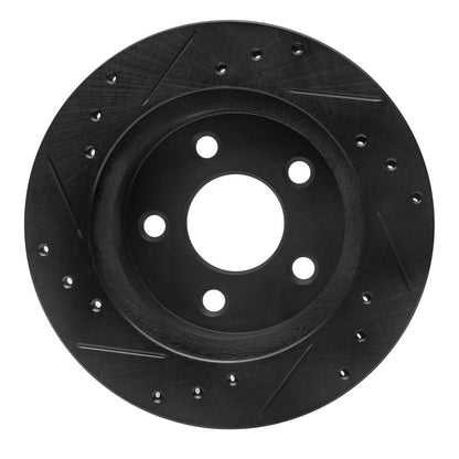 R1 Concepts R1 93-98 Ford Thunderbird Rear Right Drilled & Slotted Black Brake Rotor