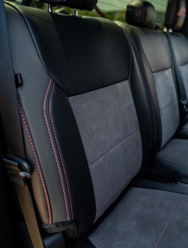 PRP Seats PRP 2021+ Ford 150/ 2023+ SuperDuty Rear Seat Covers (Pair) - Black w/ Red Stitch