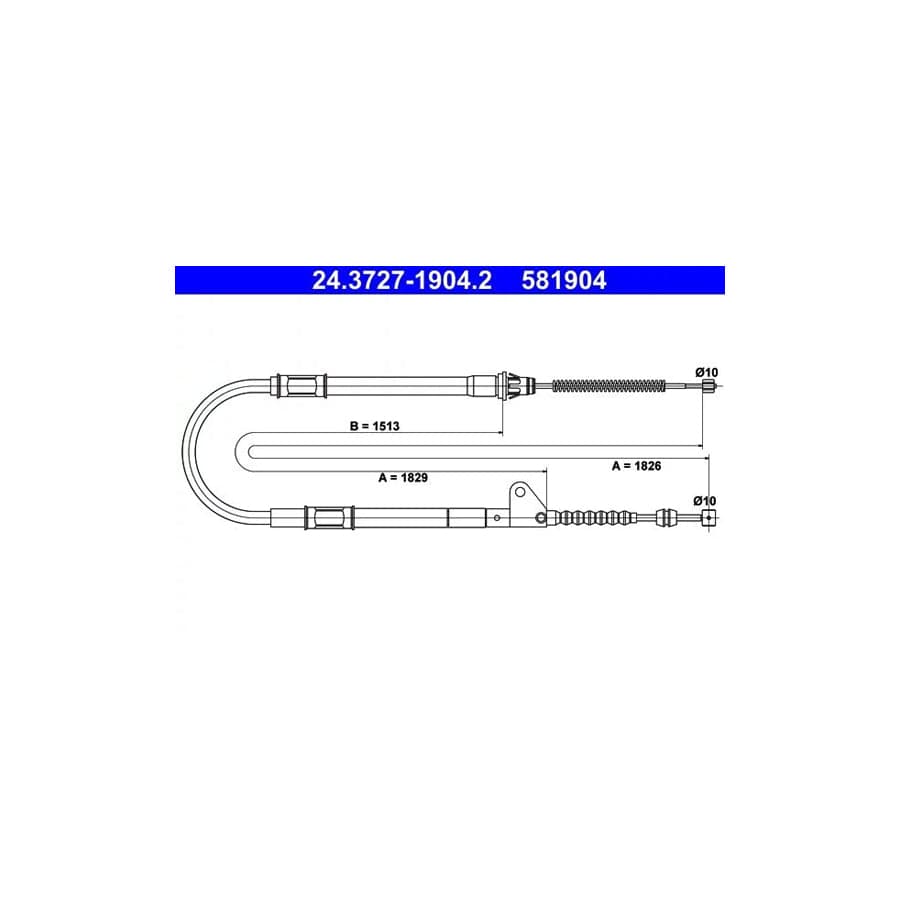 ATE 24.3727-1904.2 Hand Brake Cable for Toyota Avensis