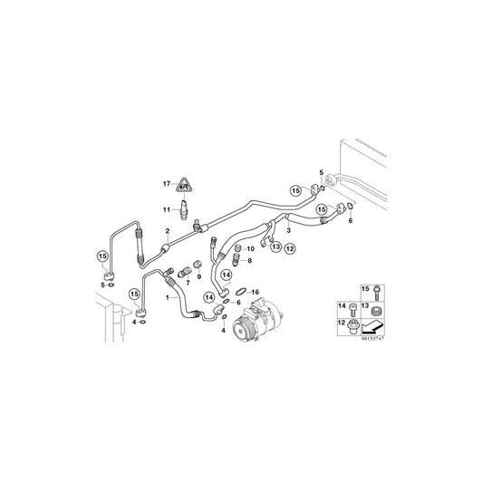 Genuine BMW 64509187296 E66 E65 E67 Suction Pipe Evaporator-Compressor (Inc. 745Li, 735Li & 750Li) | ML Performance US Car Parts