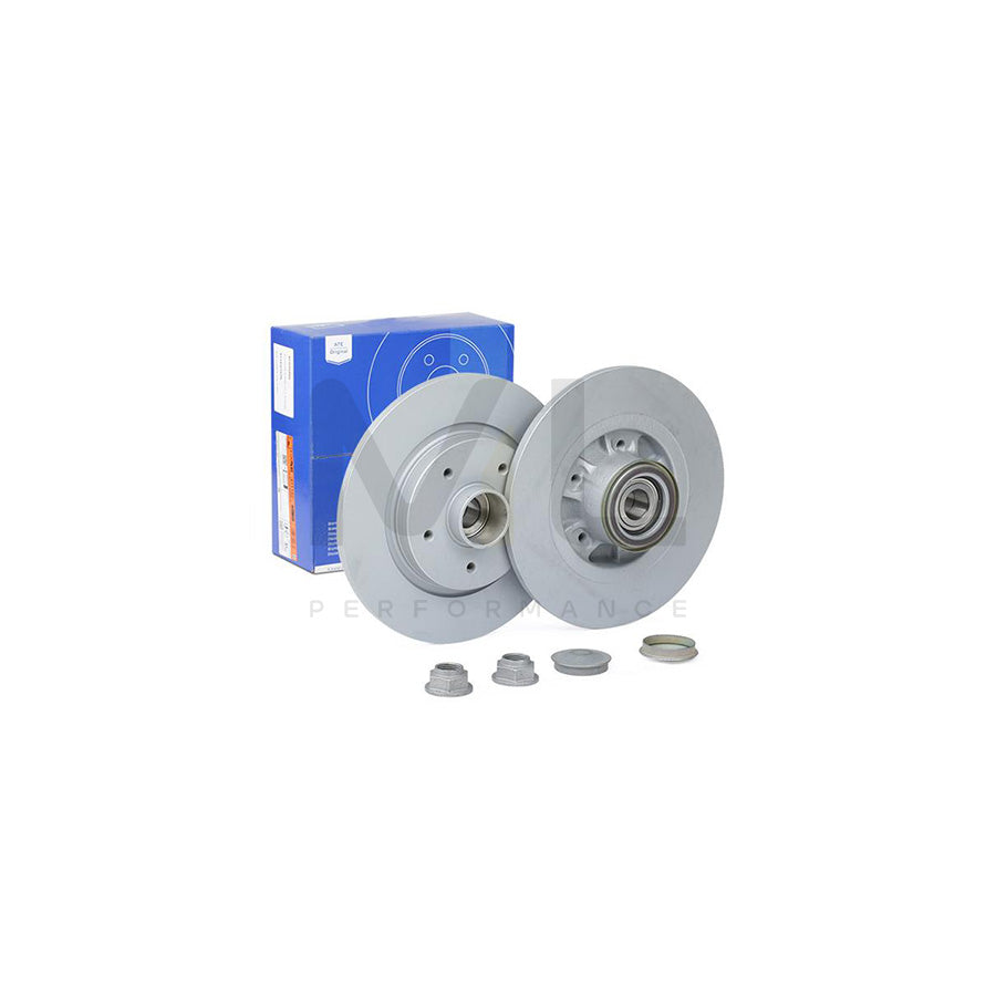 ATE 24.0111-0182.2 Brake Disc Solid, Coated, with ABS sensor ring, with wheel bearing  - 1 piece