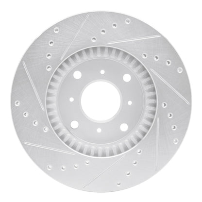 R1 Concepts R1 92-96 Honda Prelude Front Right Drilled & Slotted Silver Brake Rotor