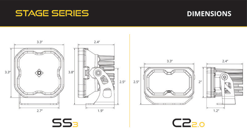 Diode Dynamics 16-21 Toyota Tacoma Stage Series 2in LED Ditch Light Kit Sport - White Combo