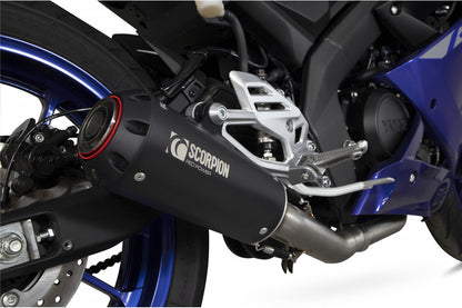 Scorpion PYA115SYSBCER Yamaha YZF-R125 Red Power Full System - Black Ceramic Coated Sleeve | ML Performance US US