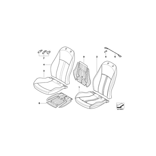 Genuine BMW 52107126364 E85 Seat Cover Cloth Right MESSING (Inc. Z4 3.0si, Z4 2.5i & Z4 2.2i) | ML Performance US Car Parts