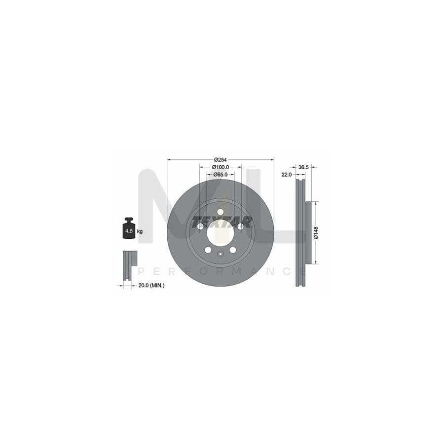 TEXTAR 92329503 Brake Disc for VW Polo V Hatchback (6R1, 6C1) Externally Vented, Coated, without wheel hub, without wheel studs | ML Performance Car Parts