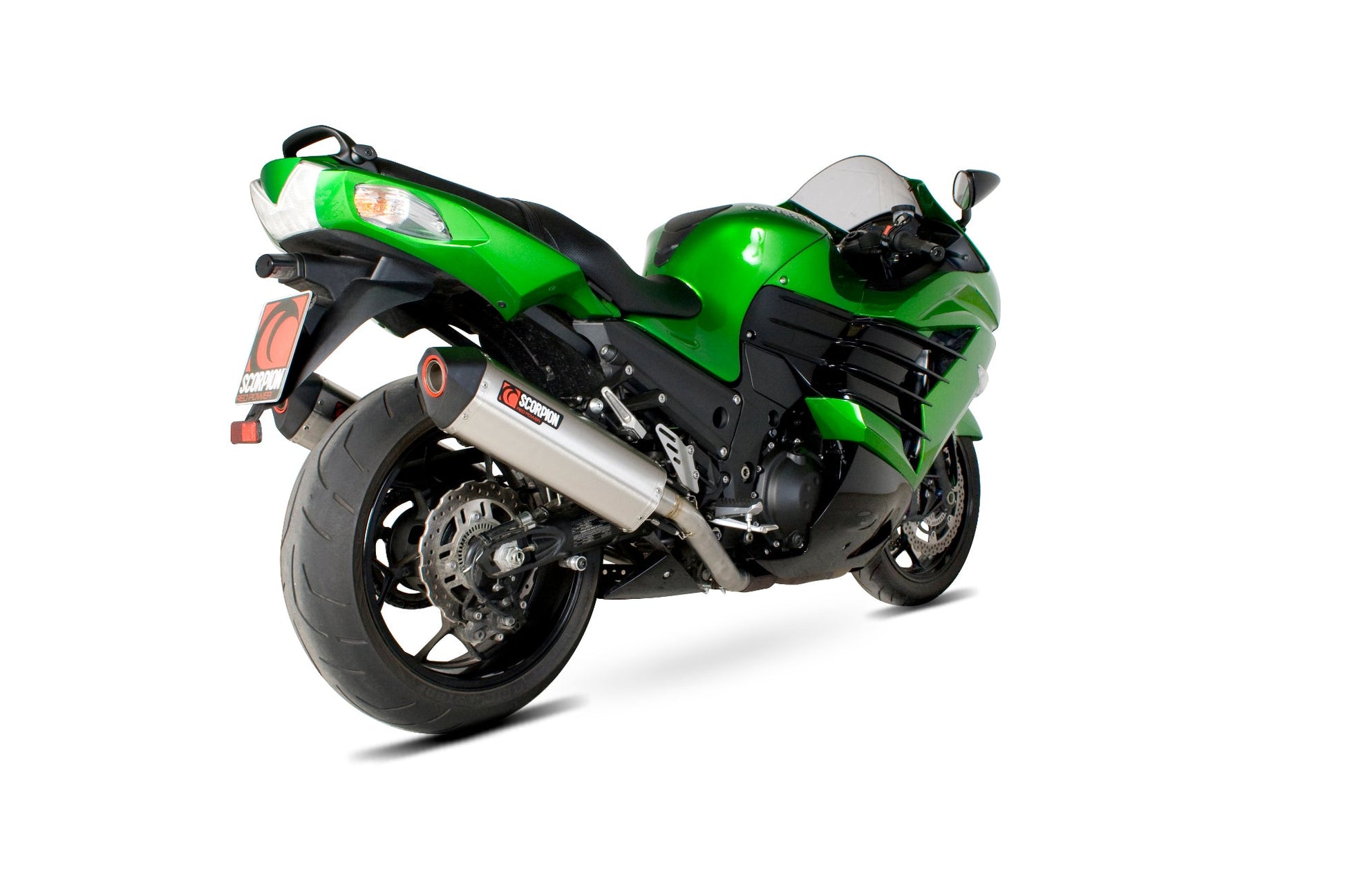 Scorpion RKA91SEO Kawasaki ZZR1400 Serket Parallel Slip-On (Pair) - Brushed Stainless Steel Sleeve | ML Performance US US