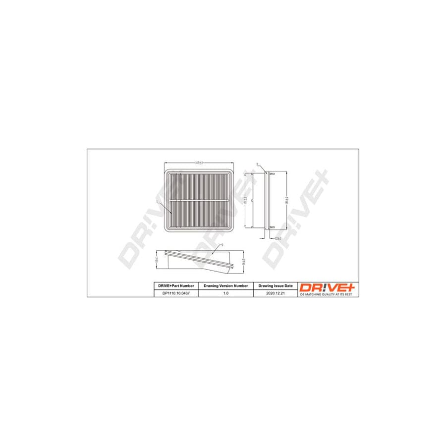 Dr!Ve+ Dp1110.10.0467 Air Filter For Honda Jazz Hatchback (Gd, Ge3, Ge2)